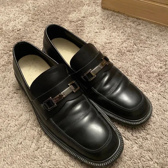 Vintage Gucci black leather horsebit loafers dress shoes size 8.5D (41.5)